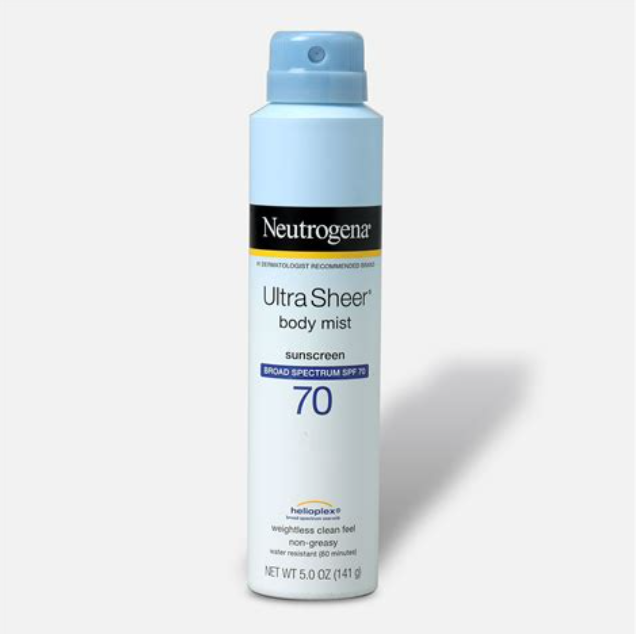 Neutrogena Ultra Sheer Body Mist Sunscreen Spf 70 141g