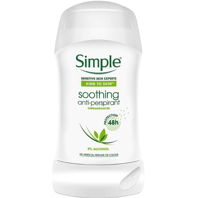 Simple Soothing Antiperspirant Deodorant Stick, 40 ml